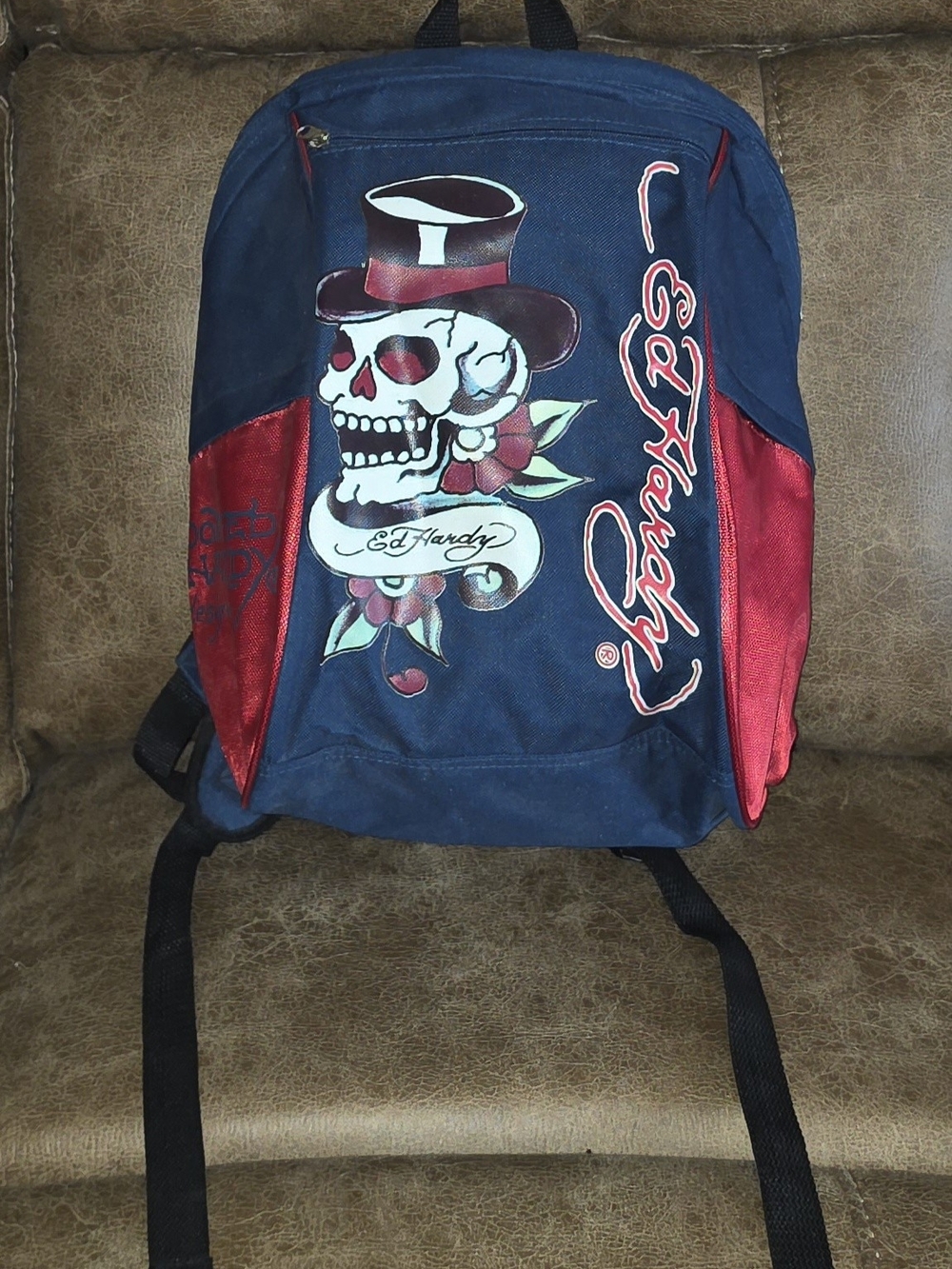 Ed Hardy Navy & Red Skull Backpack